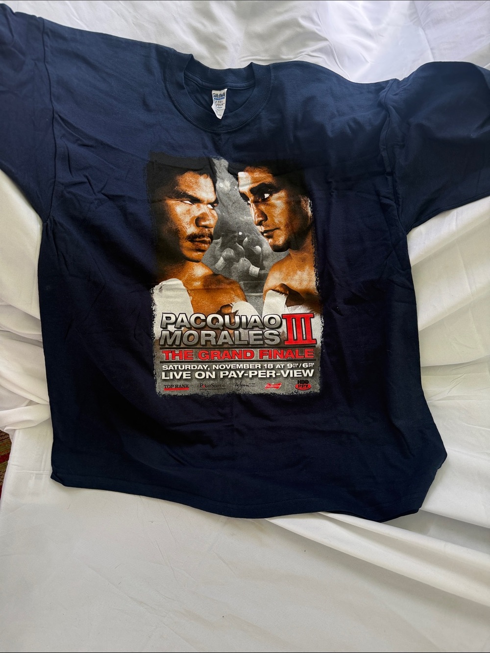 Gildan Navy Pacquiao Morales III Boxing Event Tee